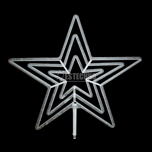 Макушка для  уличной ели светодиодная ЗВЕЗДА  2D, цвет белый-теплый белый 75 см,