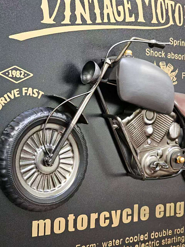 Часы настенные интерьерные ESTECHNO «Vintage Motorcycle» Loft 3D, 80*60 см