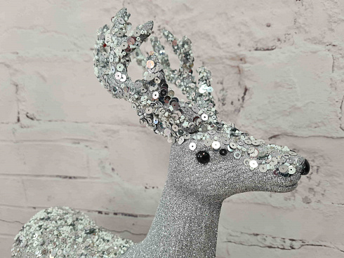 Новогодняя фигура "Олень", 45 см., цвет: серебряный