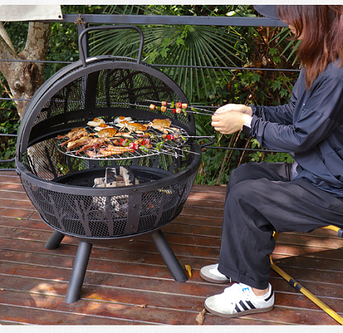 Костровая чаша гриль СФЕРА 71*86*89 см, цвет черный