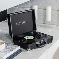 Портативный виниловый проигрыватель VICTROLA, 33/78/45 об/мин, +BT/AUX/LINE, цвет чёрный