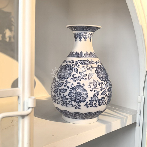 Ваза фарфоровая в традиционном китайском стиле 22*15см