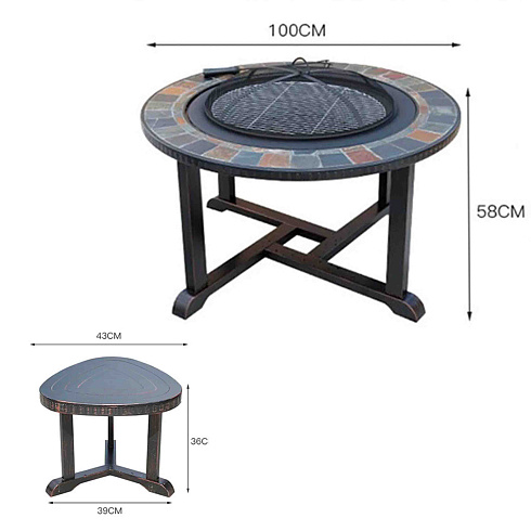Стол со встроенным грилем ASIANA, + 4 табурета