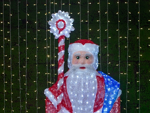 Акриловая фигура светодиодная 3D "Дед мороз", высота 2.5 м.