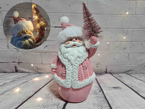 Новогодний декор "Дед Мороз" с подсветкой, 38 см.