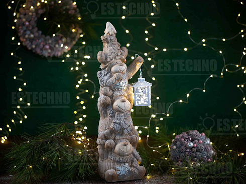 Фигура новогодняя с подсветкой из керамики Олени, 60 см