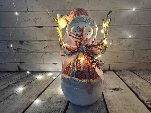 Новогодний декор "Снеговик" с подсветкой, 27 см.