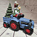 Фигура новогодняя из грубой керамики Лось на тракторе, 51x27x44 см