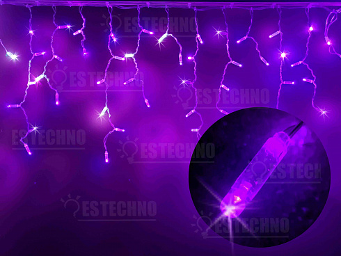 Гирлянда уличная бахрома "Галактика", цвет фиолетовый/белый, IP65