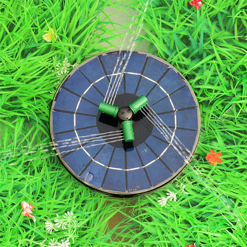 Фонтан на солнечной батарее плавающий с подсветкой, Ø23 см