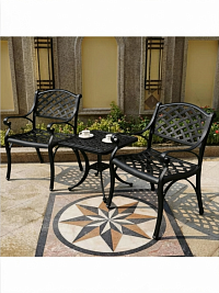 Комплект садовой мебели из алюминия COFFE TIME, 2+1, цвет чёрный