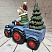 Фигура новогодняя из грубой керамики Лось на тракторе, 51x27x44 см