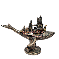 Фигура кит WHALE CITY в индустриальном стиле, 24*19 см
