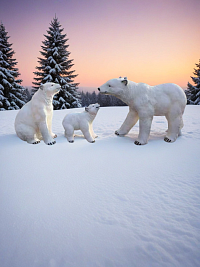 Скульптурная композиция из стеклопластика  ТРИ МЕДВЕДЯ для использования на открытом воздухе